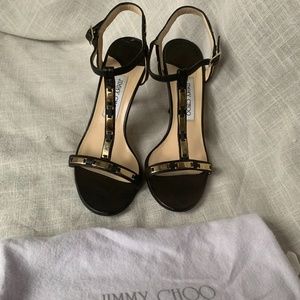 Jimmy Choo leather and metallic strappy sandal